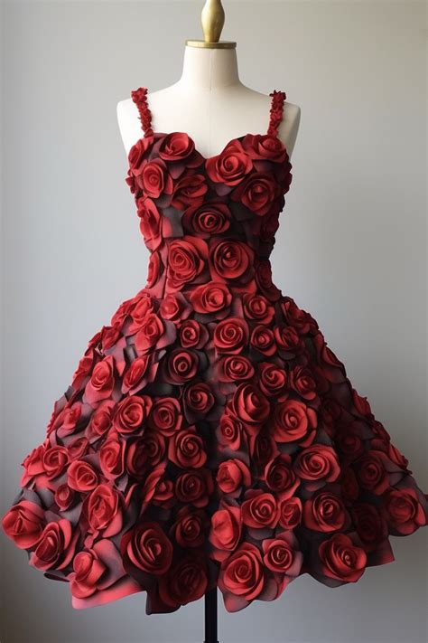 Dress With Roses Red Rose Dress Elegant Rose Dress Fancy Dresses Long