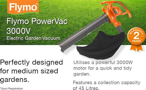 Flymo PowerVac 3000V Electric Garden Blower Vacuum 3 In 1 Powerful