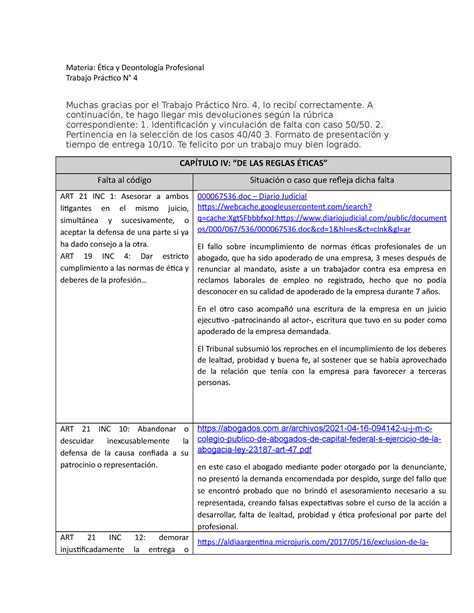 Tp Etica Nota Tp Materia Tica Y Deontolog A Profesional