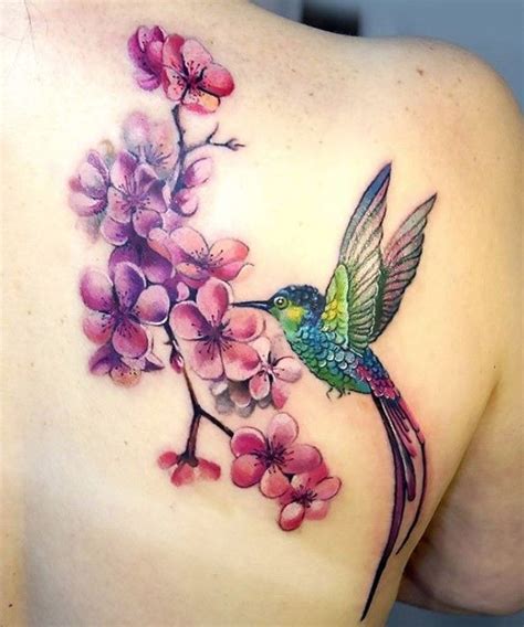 Hummingbird Flowers Tattoo