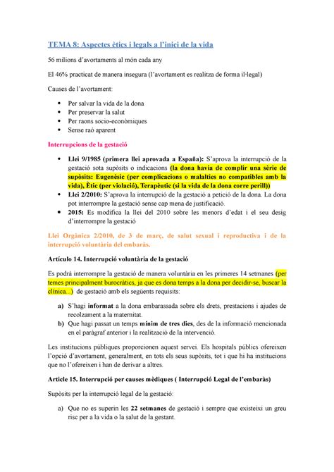 Tema 8 Aspectes ètics I Legals A Linici De La Vida Tema 8 Aspectes ètics I Legals A Linici