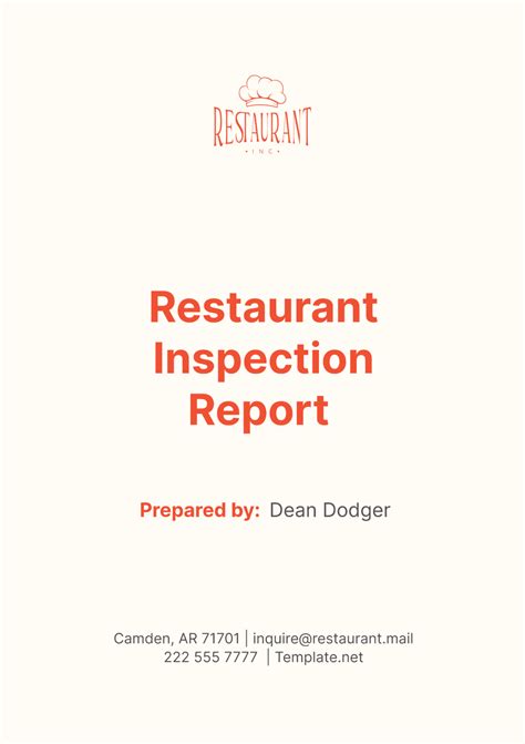Free Restaurant Inspection Report Template to Edit Online