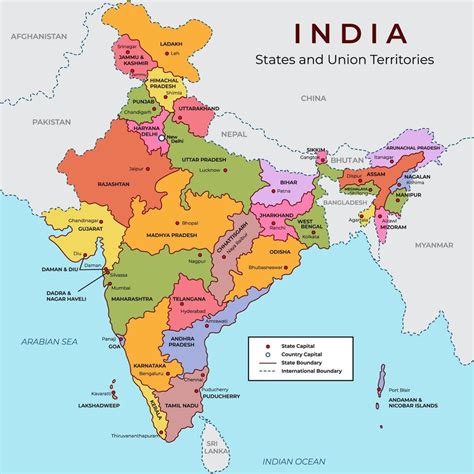 Detailed Map Of India 19932078 Vector Art At Vecteezy