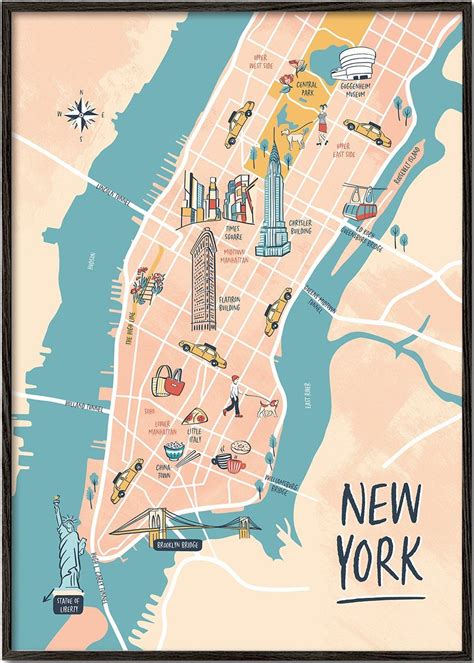 New York Illustrated Map Ilustraci N De Nueva York Mapas Ilustrados