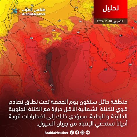 طقس العرب السعودية منطقة حائل ستكون الجمعة تحت نطاق تصادم قوي