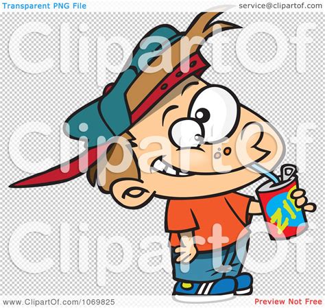 Clipart Thirsty Boy Drinking A Soda Royalty Free Vector Illustration