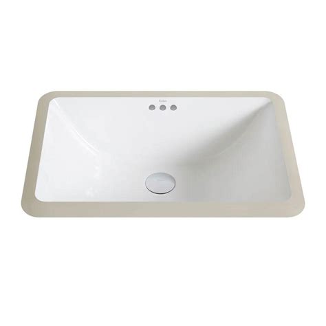 Kraus Elavo Small Rectangular Ceramic Undermount Bathroom Sink In White