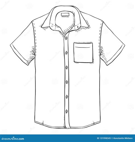 Vector Sketch Short Sleeve Men Shirt Stock Vector Illustration Of