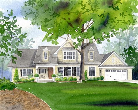 Custom 8x10 Watercolor Home House Portrait Painting Free Etsy