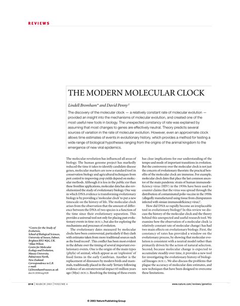 (PDF) The Modern Molecular Clock