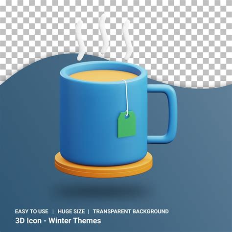 Premium PSD A Cup Of Hot Tea D Illustration With Transparent Background