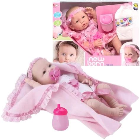 Boneca Bebe Diver New Born Beb Faz Xixi Chupeta Divertoys Diver