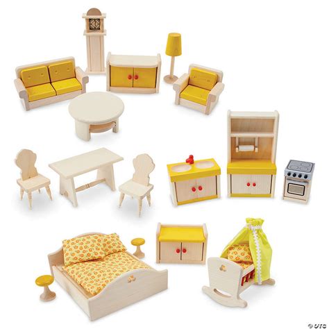 17-Piece Wooden Dollhouse Furniture Set | MindWare