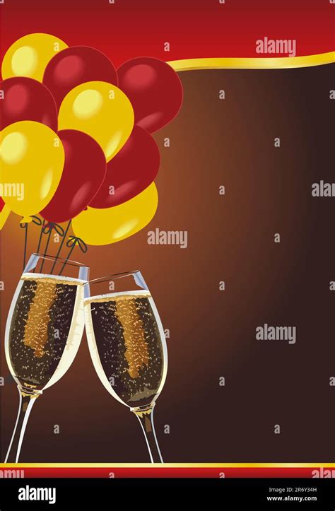 Birthday Card With Balloons And Flute Stock Vector Image And Art Alamy