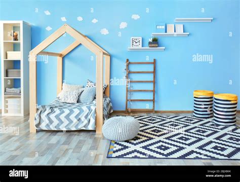 Comfortable Bed In Modern Children Room Stock Photo Alamy