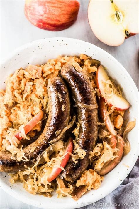 Sauerkraut and Apples with Bratwurst