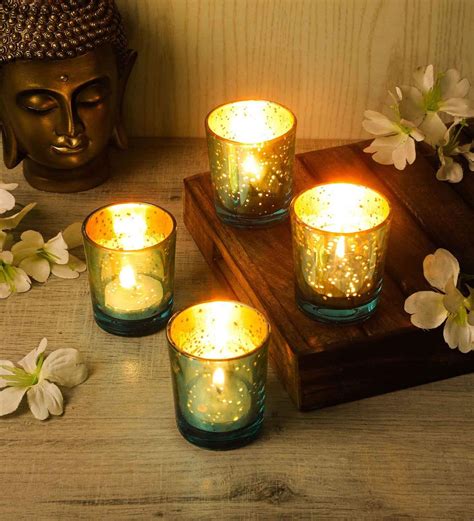 Buy Assorted Set Of 4 Multicolour Table Tealight Glass Votives Holder At 19 Off By Amaya Decors