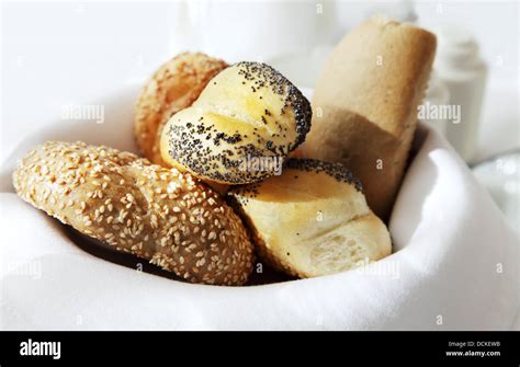Basket Small Bread Stock Photo Alamy