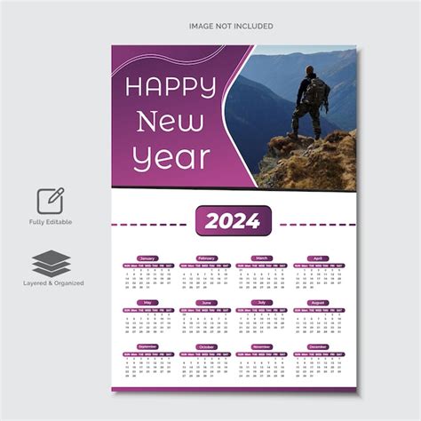 Premium Vector Creative Modern 2024 New Year Calendar Design