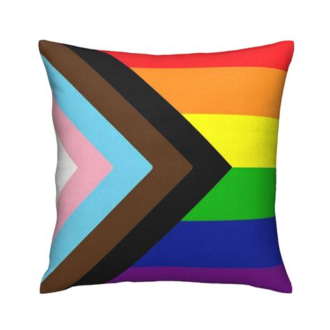 Progress Pride Flag Rainbow Gay Lesbian Transgender Bisexual LGBTQ Throw Pillow Covers X