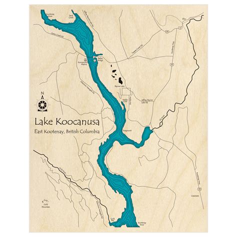 Lake Koocanusa 3D Custom Wood Map – Lake Art LLC