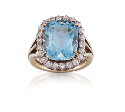 K Two Tone Aquamarine And Diamond Ring Strauss Co