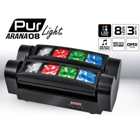 Jeu de lumière ARANA 08 BEAM 8x3W LEDs RVB Blanc DMX 135 MY DEEJAY