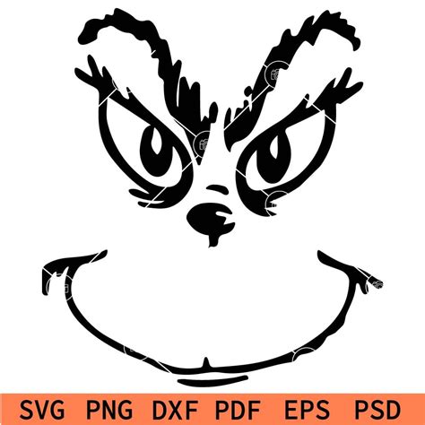 Grinch face outline svg, Grinch Eyes SVG, Merry Grinchmas SVG