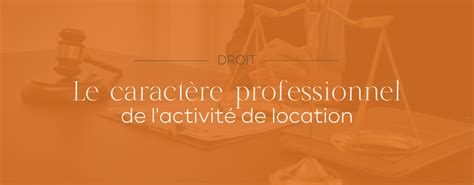 Appr Ciation Du Caract Re Professionnel De Lactivit De Location