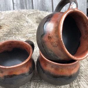 Potbelly Mugs Ancient Copper Glaze Design Stoneware Curvy In All The