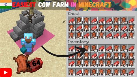 118 Easiest Way To Get Leather In Minecraft Auto Cow Farm Youtube