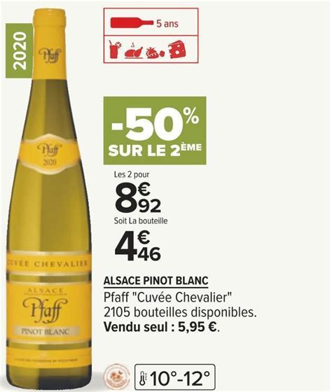 Promo Pfaff Alsace Pinot Blanc 2020 Chez Carrefour