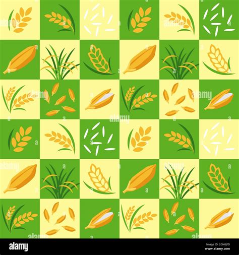 Rice Paddy Abstract Seamless Geometric Vector Pattern For Packaging