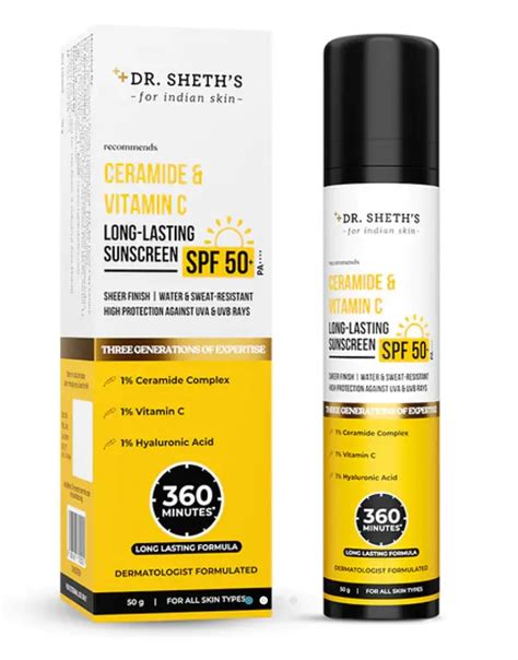 Dr Sheth S Ceramide Vitamin C Long Lasting Sunscreen Spf