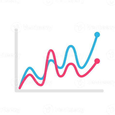 Line graph comparing business performance. Company earnings report