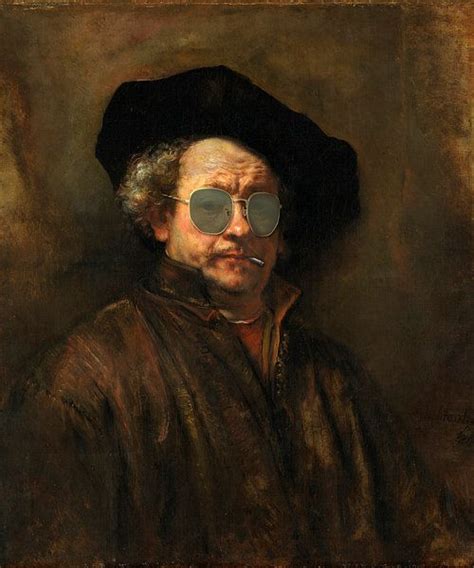 Koop Het Kunstwerk Rembrandt Met Zonnebril En Peuk Uit De Oude