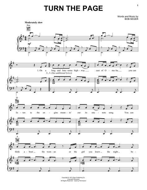 Bob Seger - Turn The Page sheet music