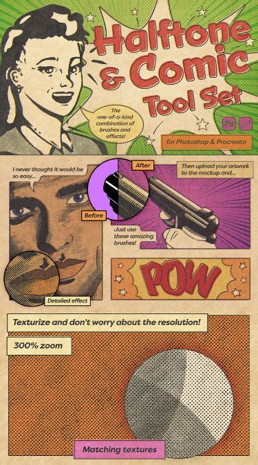 Halftone Comic Tool Set For Photoshop And Procreate In 2024