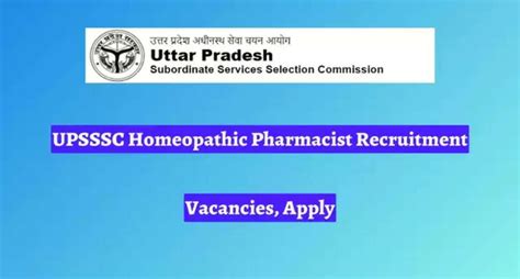 Upsssc Homeopathic Pharmacist Recruitment 2024 Apply Online For 397