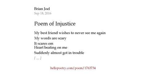 Poem Of Injustice By Brian Joel Hello Poetry