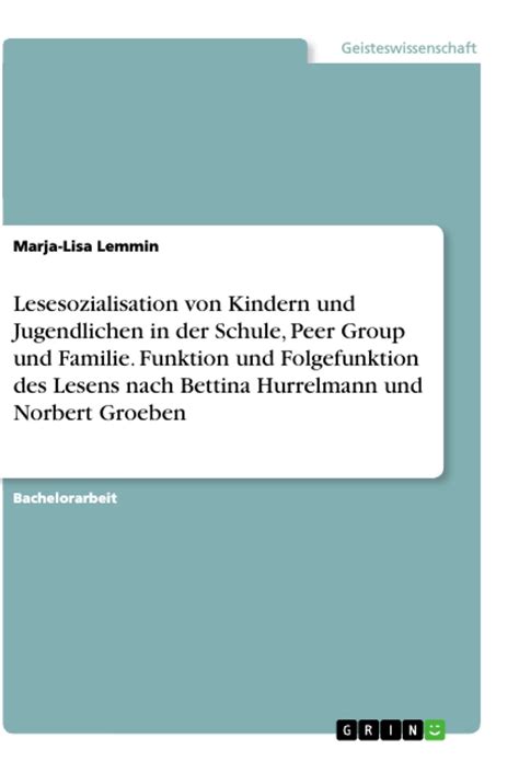 Lesesozialisation Von Kindern Und Jugendlichen In Der Schule Peer