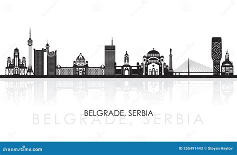 Silhouette Skyline Panorama of City of Belgrade, Serbia Stock Vector ...