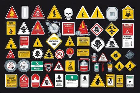 Premium Photo | Safety signs and labels for hazardous materials vector illustration in flat style