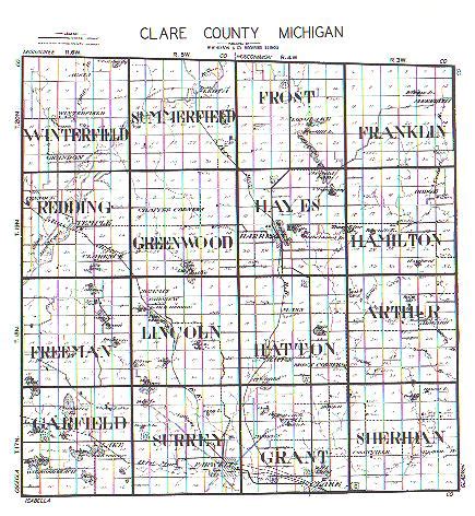 Clare County Michigan Township Plattings - 1899