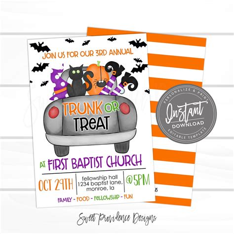 Trunk Or Treat Invitation Template Free Happy Trunking And Treating Printable Templates Free