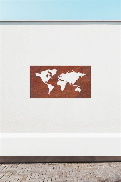 Corten Steel World Map Wall Art Rusty Wall Decor World Map Etsy