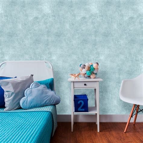 Papel De Parede Cimento Queimado Azul M Decora O Modernidade