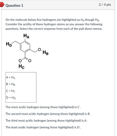 Solved On The Molecule Below Five Hydrogens Are Highlighted Chegg