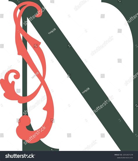 Design Letter N English Alphabet Decorated Stock Illustration