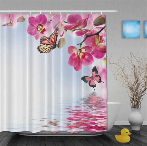 Custom Watercolor Pink Floral And Butterfly Chinese Style Shower